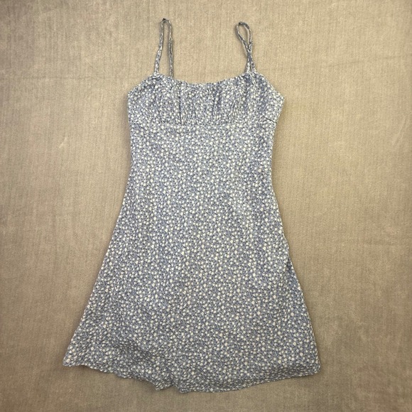 Princess Polly Dresses & Skirts - Princess Polly‎ Blue Floral Mini Dress Ruched Bust Adjustable Straps Size US 4